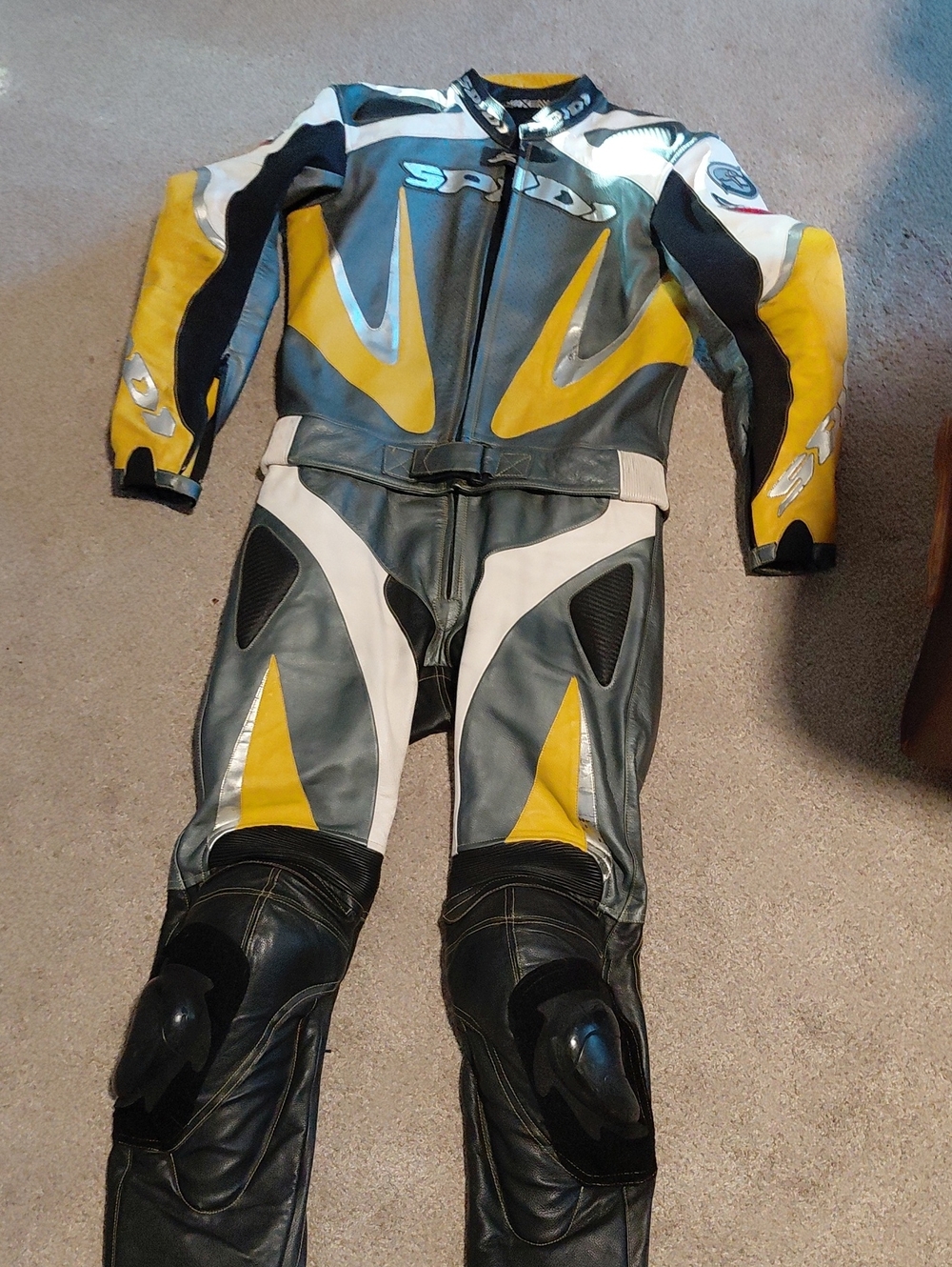 Men’s Yellow Black Gray Racing Leather Suit - Two-Piece